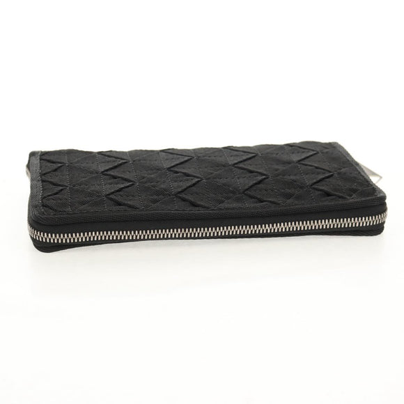 BOTTEGA VENETA Zippy Wallet Nylon Polypropylene Black Silver Auth 148640M