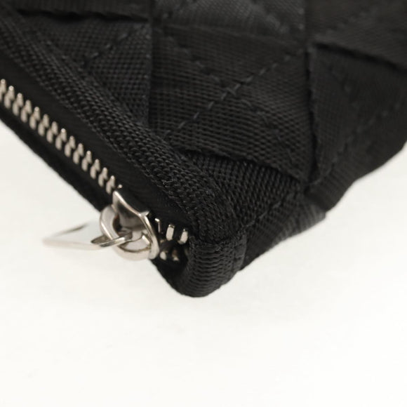 BOTTEGA VENETA Zippy Wallet Nylon Polypropylene Black Silver Auth 148640M