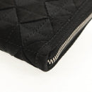 BOTTEGA VENETA Zippy Wallet Nylon Polypropylene Black Silver Auth 148640M-9