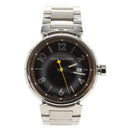 LOUIS VUITTON Tambour Date Watches Stainless Steel Silver Q1111 LV Auth 148644M-1