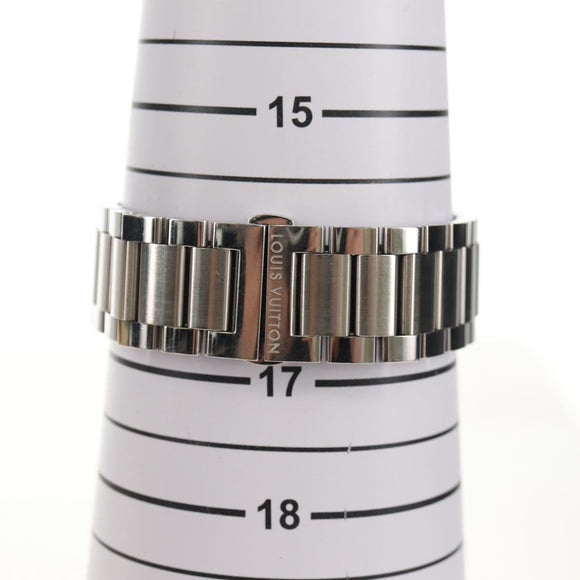 LOUIS VUITTON Tambour Date Watches Stainless Steel Silver Q1111 LV Auth 148644M