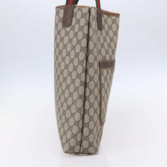 GUCCI GG Supreme Web Sherry Line Tote Bag PVC Beige 39 002 4487 Auth 148647