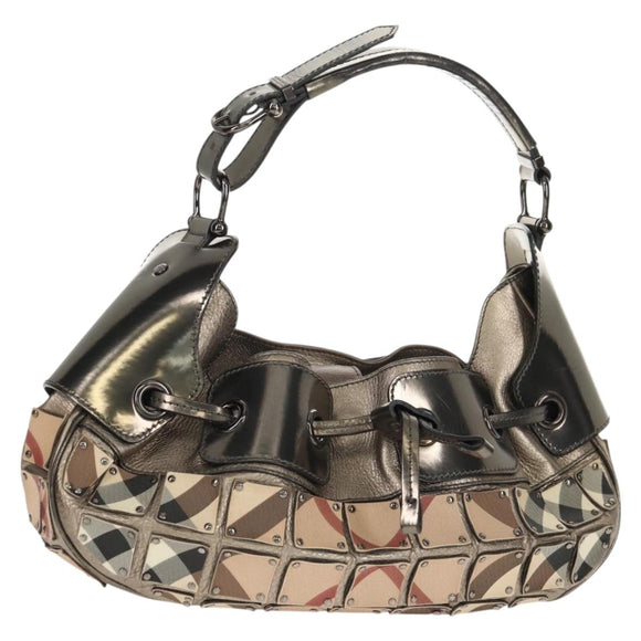 BURBERRY Nova Check Shoulder Bag PVC Beige Auth 148649V