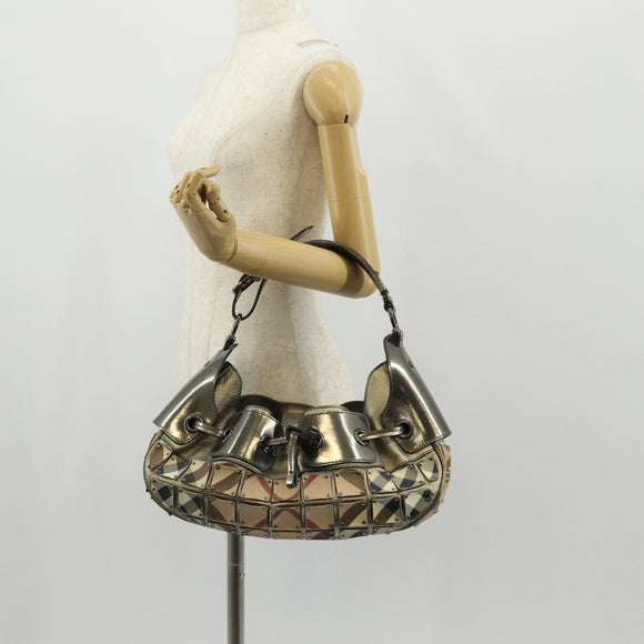 BURBERRY Nova Check Shoulder Bag PVC Beige Auth 148649V