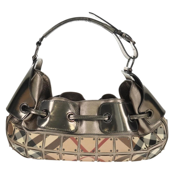 BURBERRY Nova Check Shoulder Bag PVC Beige Auth 148649V