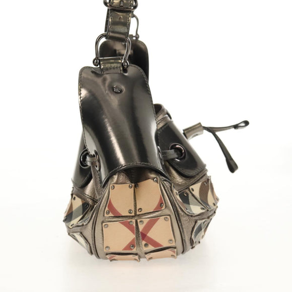 BURBERRY Nova Check Shoulder Bag PVC Beige Auth 148649V