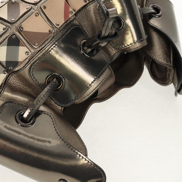 BURBERRY Nova Check Shoulder Bag PVC Beige Auth 148649V