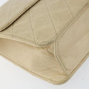 CHANEL Chain Shoulder Bag Lamb Skin Beige Gold CC Auth 148650-11