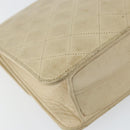 CHANEL Chain Shoulder Bag Lamb Skin Beige Gold CC Auth 148650-13