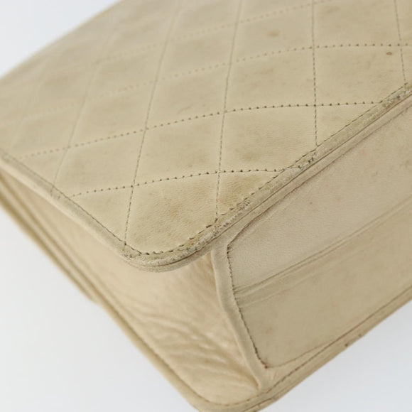 CHANEL Chain Shoulder Bag Lamb Skin Beige Gold CC Auth 148650
