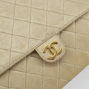 CHANEL Chain Shoulder Bag Lamb Skin Beige Gold CC Auth 148650-14