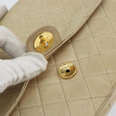 CHANEL Chain Shoulder Bag Lamb Skin Beige Gold CC Auth 148650-15