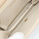 CHANEL Chain Shoulder Bag Lamb Skin Beige Gold CC Auth 148650-19