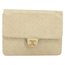 CHANEL Chain Shoulder Bag Lamb Skin Beige Gold CC Auth 148650-2