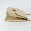 CHANEL Chain Shoulder Bag Lamb Skin Beige Gold CC Auth 148650-4