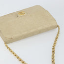 CHANEL Chain Shoulder Bag Lamb Skin Beige Gold CC Auth 148650-6