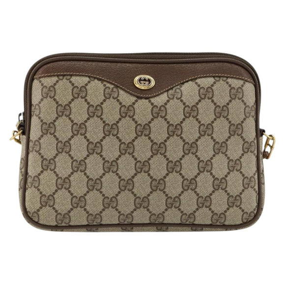 GUCCI GG Supreme Shoulder Bag PVC Beige Gold 97 02 068 Auth 148651