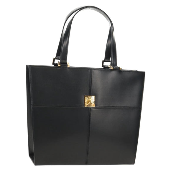 SAINT LAURENT Hand Bag Leather Gold Black Auth 148653V