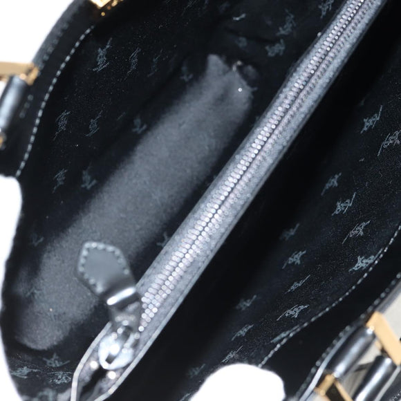 SAINT LAURENT Hand Bag Leather Gold Black Auth 148653V