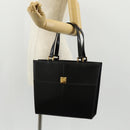 SAINT LAURENT Hand Bag Leather Gold Black Auth 148653V-22