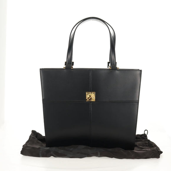 SAINT LAURENT Hand Bag Leather Gold Black Auth 148653V