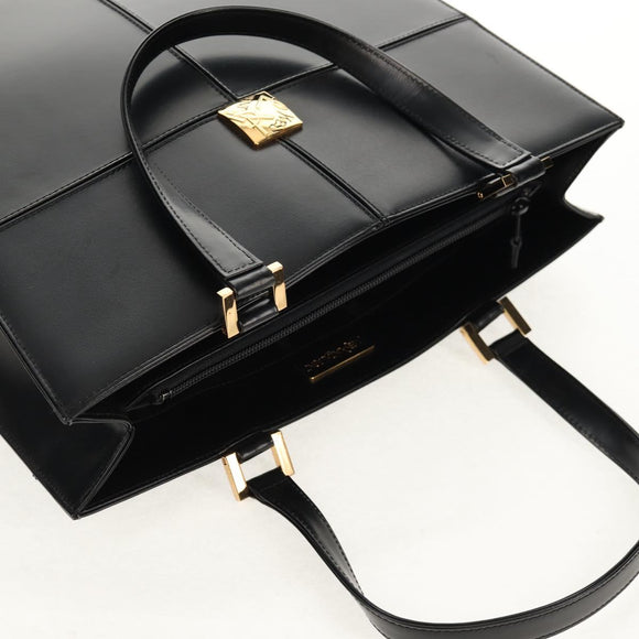 SAINT LAURENT Hand Bag Leather Gold Black Auth 148653V