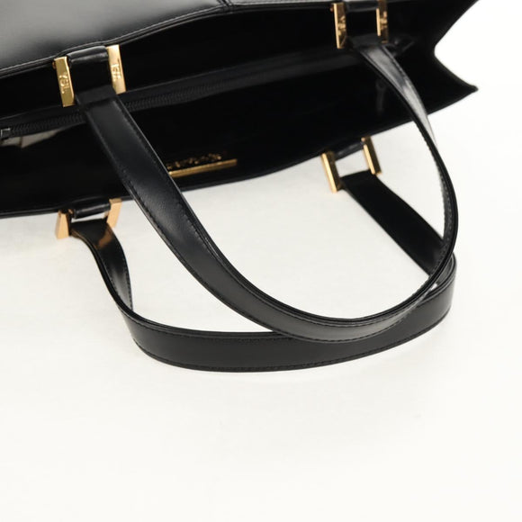 SAINT LAURENT Hand Bag Leather Gold Black Auth 148653V
