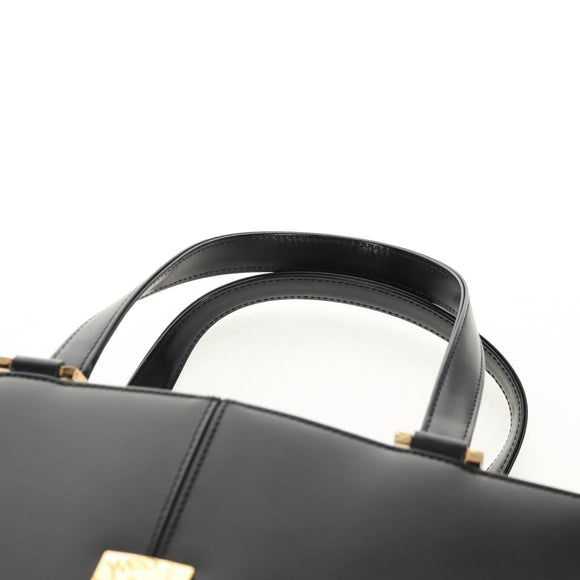 SAINT LAURENT Hand Bag Leather Gold Black Auth 148653V