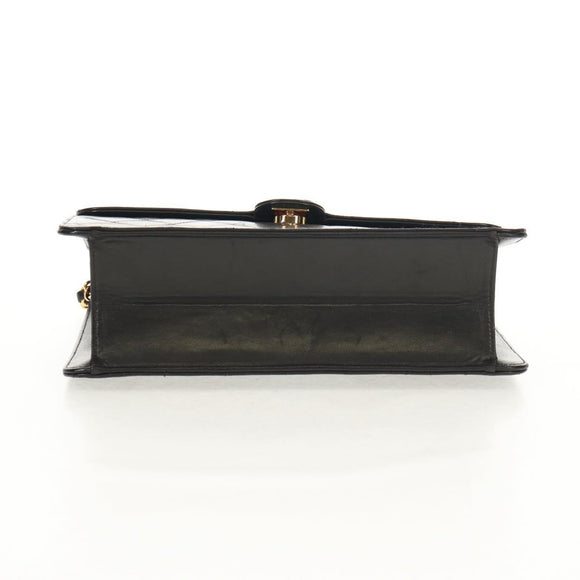 CHANEL Chain Shoulder Bag Lamb Skin Black Gold CC Auth 148654AM