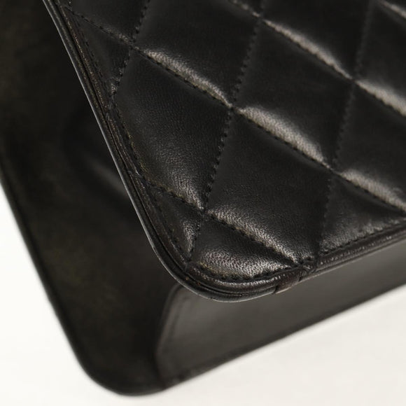 CHANEL Chain Shoulder Bag Lamb Skin Black Gold CC Auth 148654AM