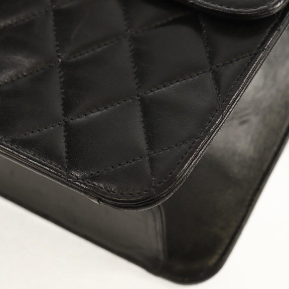 CHANEL Chain Shoulder Bag Lamb Skin Black Gold CC Auth 148654AM