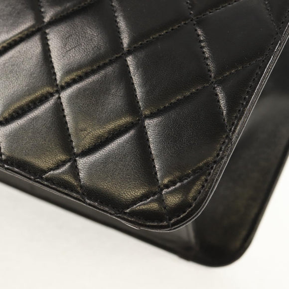 CHANEL Chain Shoulder Bag Lamb Skin Black Gold CC Auth 148654AM