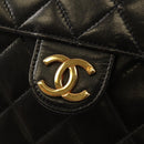 CHANEL Chain Shoulder Bag Lamb Skin Black Gold CC Auth 148654AM-20