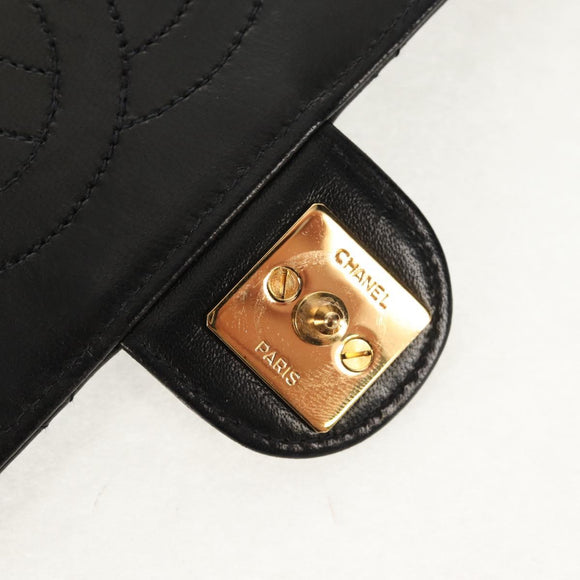 CHANEL Chain Shoulder Bag Lamb Skin Black Gold CC Auth 148654SAM