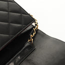 CHANEL Chain Shoulder Bag Lamb Skin Black Gold CC Auth 148654AM-22