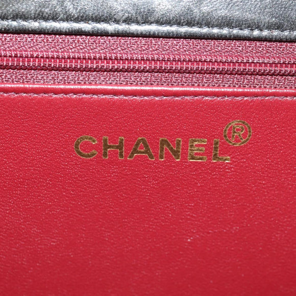 CHANEL Chain Shoulder Bag Lamb Skin Black Gold CC Auth 148654SAM