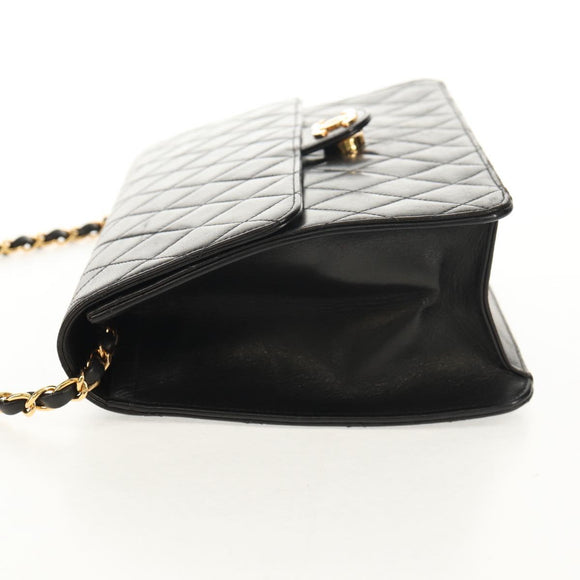 CHANEL Chain Shoulder Bag Lamb Skin Black Gold CC Auth 148654AM