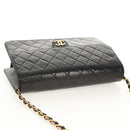 CHANEL Chain Shoulder Bag Lamb Skin Black Gold CC Auth 148654AM-14