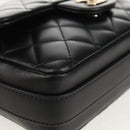 CHANEL Shoulder Bag Lamb Skin Black Gold CC Auth 148655SM-16