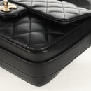 CHANEL Shoulder Bag Lamb Skin Black Gold CC Auth 148655SM-17