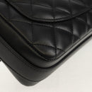 CHANEL Shoulder Bag Lamb Skin Black Gold CC Auth 148655SM-18