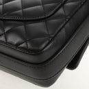 CHANEL Shoulder Bag Lamb Skin Black Gold CC Auth 148655SM-19