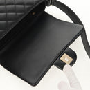 CHANEL Shoulder Bag Lamb Skin Black Gold CC Auth 148655SM-22