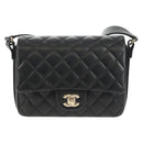 CHANEL Shoulder Bag Lamb Skin Black Gold CC Auth 148655SM-13