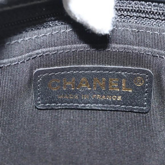 CHANEL Shoulder Bag Lamb Skin Black Gold CC Auth 148655SM