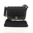 CHANEL Shoulder Bag Lamb Skin Black Gold CC Auth 148655SM-12