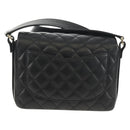 CHANEL Shoulder Bag Lamb Skin Black Gold CC Auth 148655SM-2