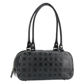 Salvatore Ferragamo Hand Bag Leather Black Silver Auth 148656