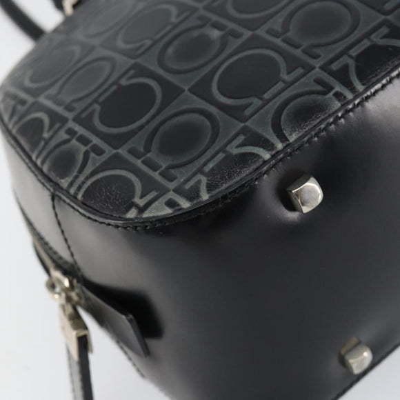 Salvatore Ferragamo Hand Bag Leather Black Silver Auth 148656