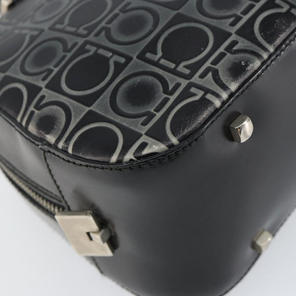 Salvatore Ferragamo Hand Bag Leather Black Silver Auth 148656